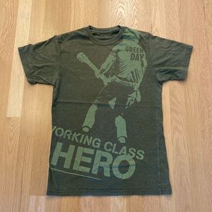 Hard Rock Green Day Working Class Tour Tee Shirt/ Olive Green/ Size S